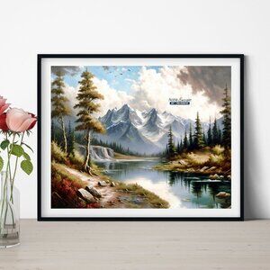 Majestic Spring Snowy‎ Landscape Oil Painting Art Print